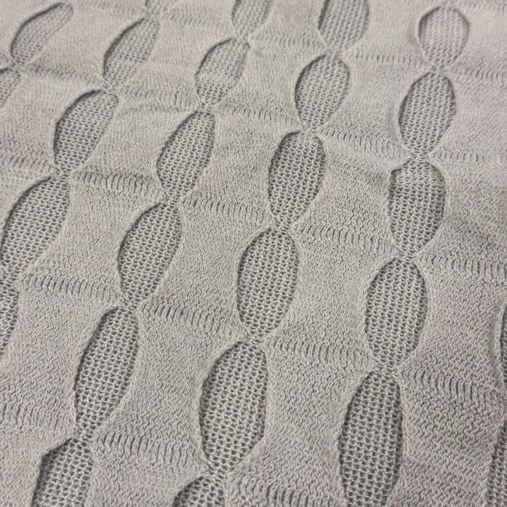 West Elm Gray Ribbon Knitted Acrylic Cotton Zip Close Pillow Cover 20